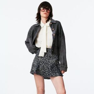 zara animal print split skirt